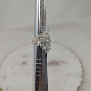 Handmade Beaded Silver Crystal Ring With Aurora Borealis Shimmer